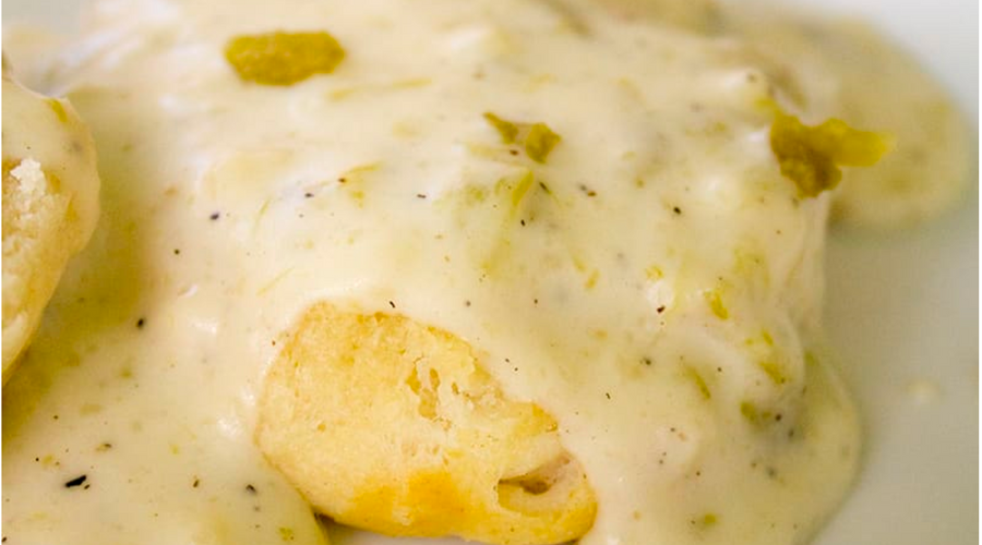 Green Chile and Sausage Gravy and Biscuits